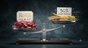 Image depicts an ad highlighting crude protein