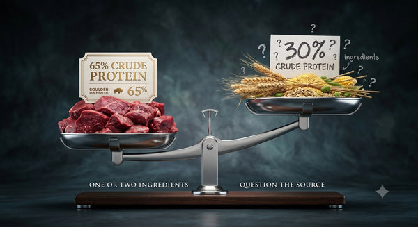 Image depicts an ad highlighting crude protein