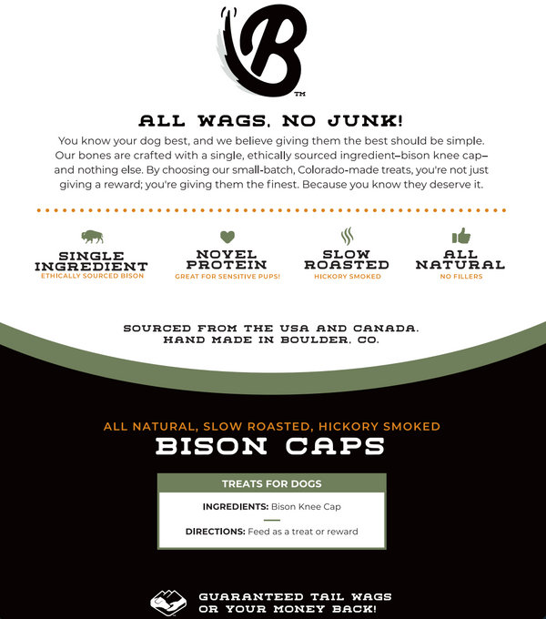 Bison cap product packaging with branding and text on a white background