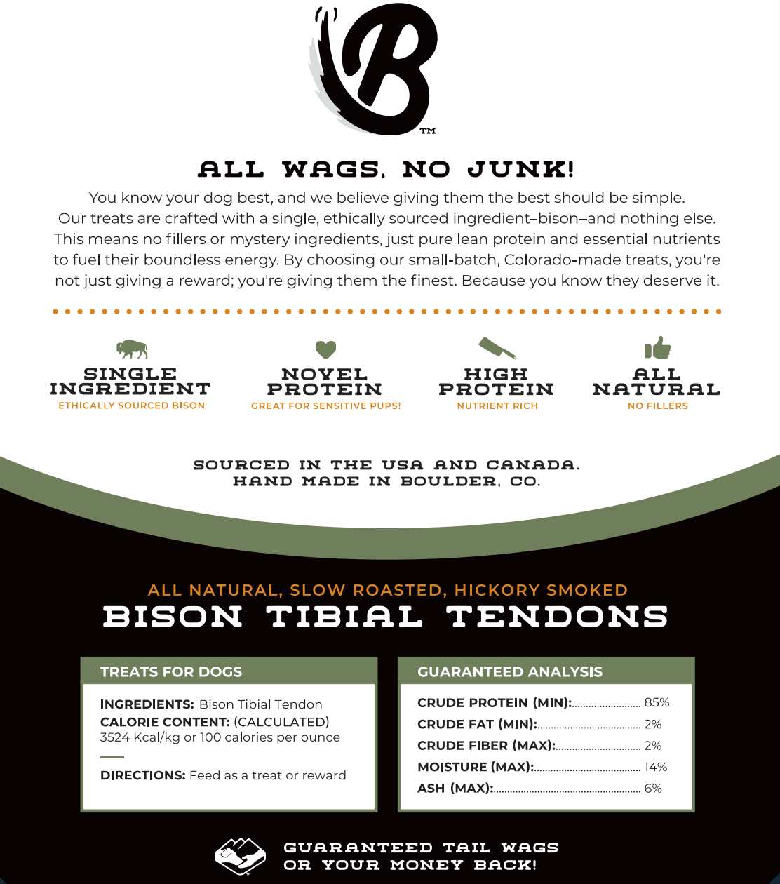 Tibia Food Bison Tibial Tendons Dog Chews - Slow Roasted, Hickory Smoked | Boulder ...