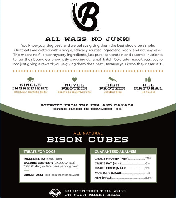 Bison Cubes | All-Natural, Single-Ingredient Dog Treats